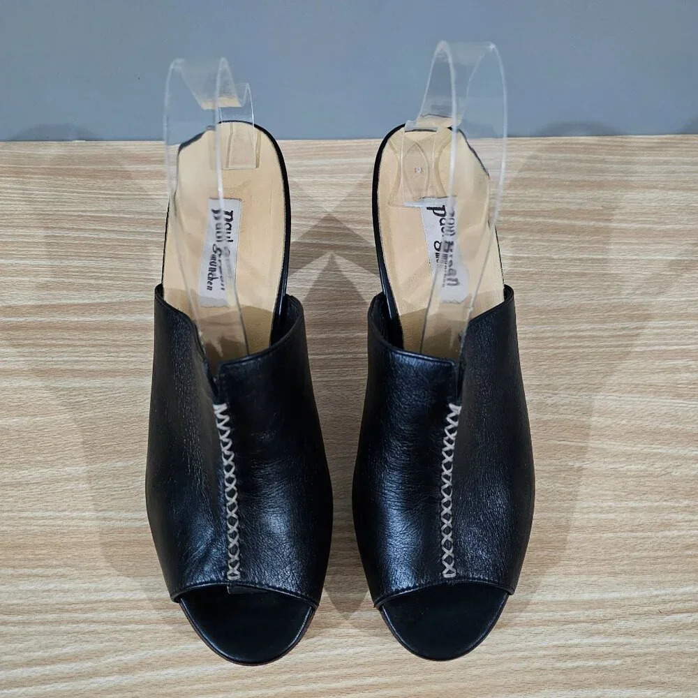 Paul Green Munchen Mule Heel Womens Shoe Black Leather Open Toe UK Size 7 - Picture 5 of 14